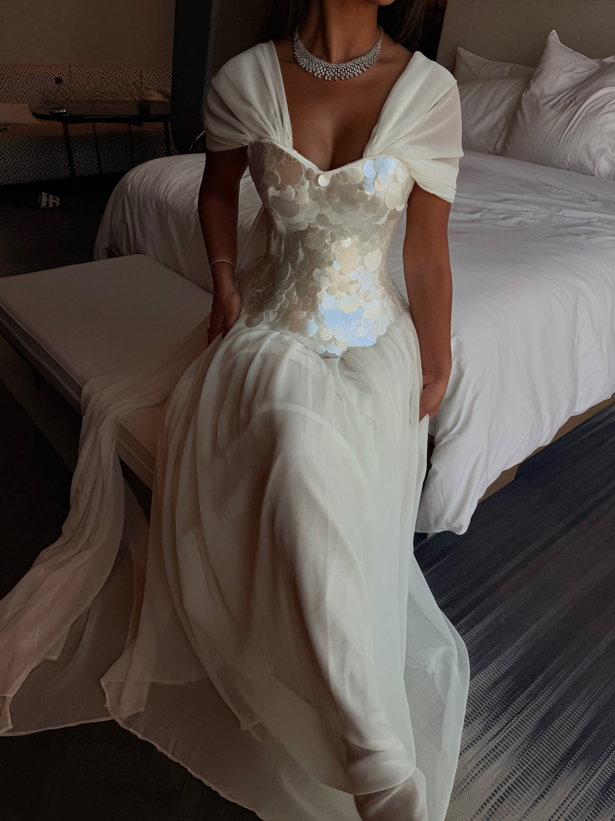 White pearl dress
