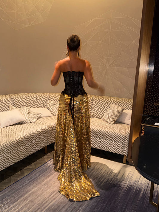 Golden noir dress