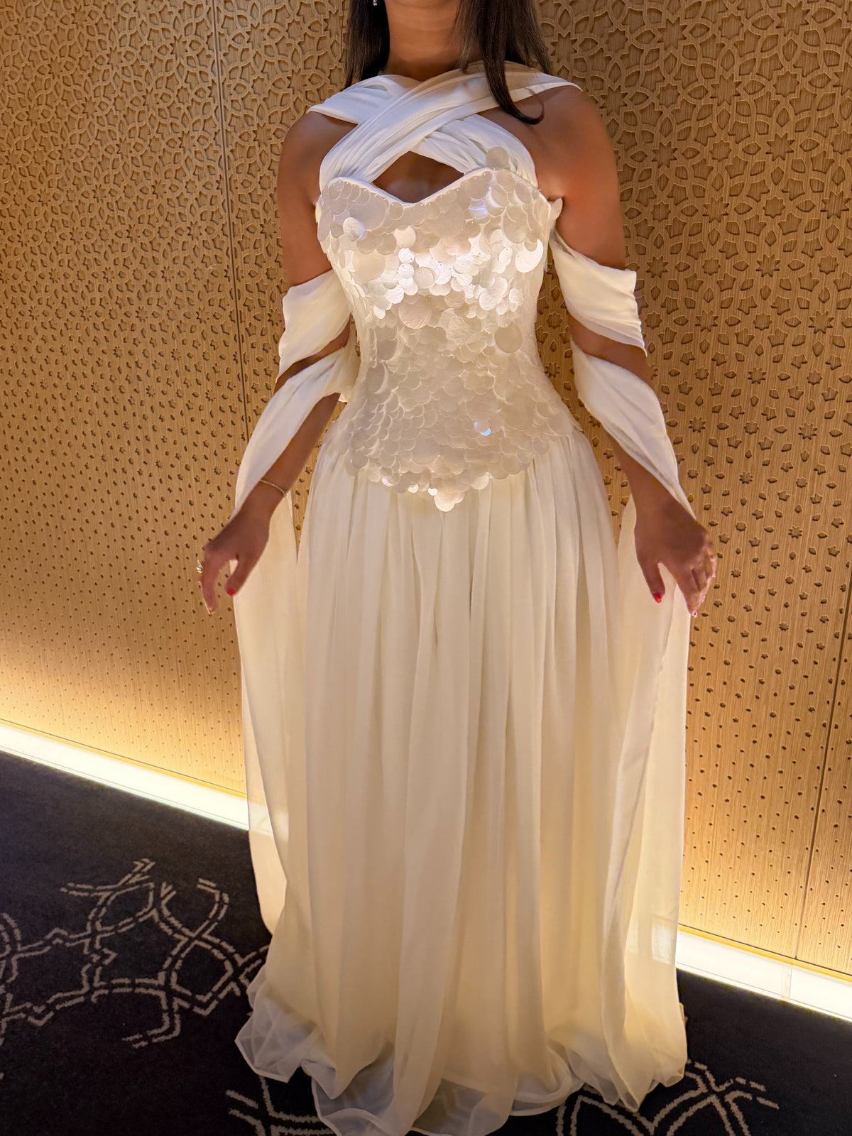 White pearl dress